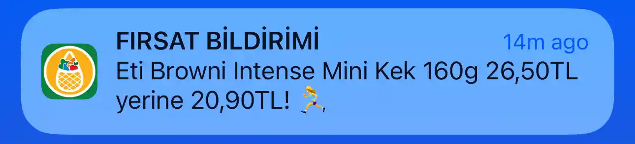 Push notification ile ürün indirim fırsat duyurusu