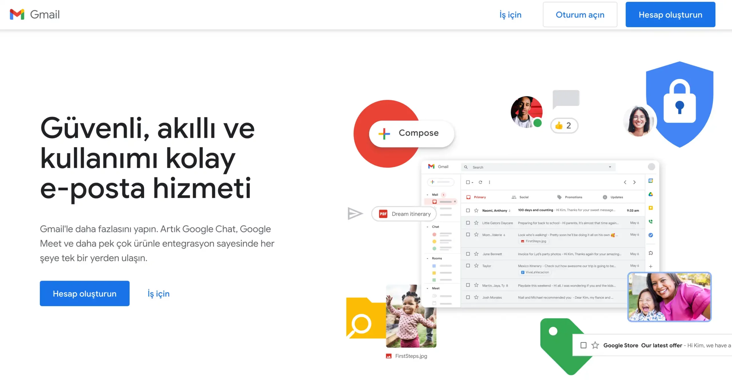 gmail ücretsiz bireysel e-posta hesabı aç